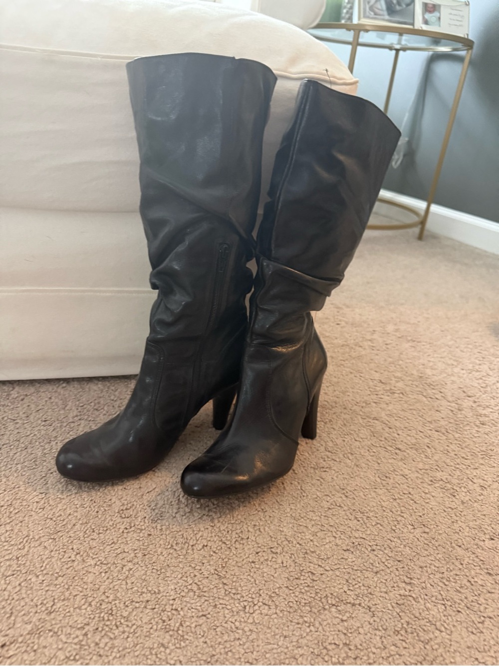 Women's Black High-Heel Knee Boots - Classic Sleek Design